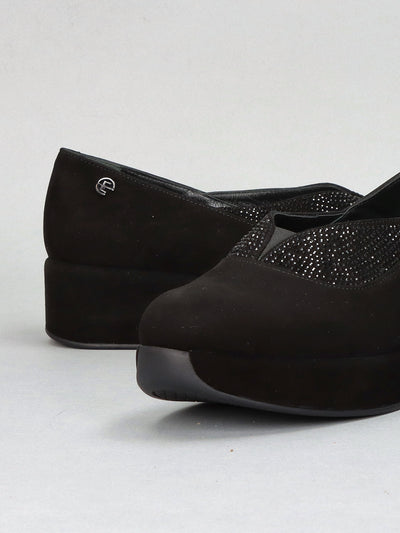 SUEDE LOW SHOES - BLACK