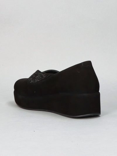 SUEDE LOW SHOES - BLACK