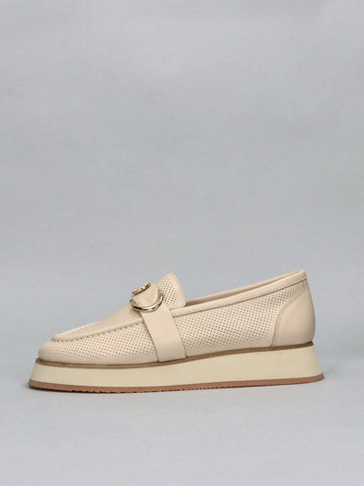 LEATHER LOW SHOES - BEIGE