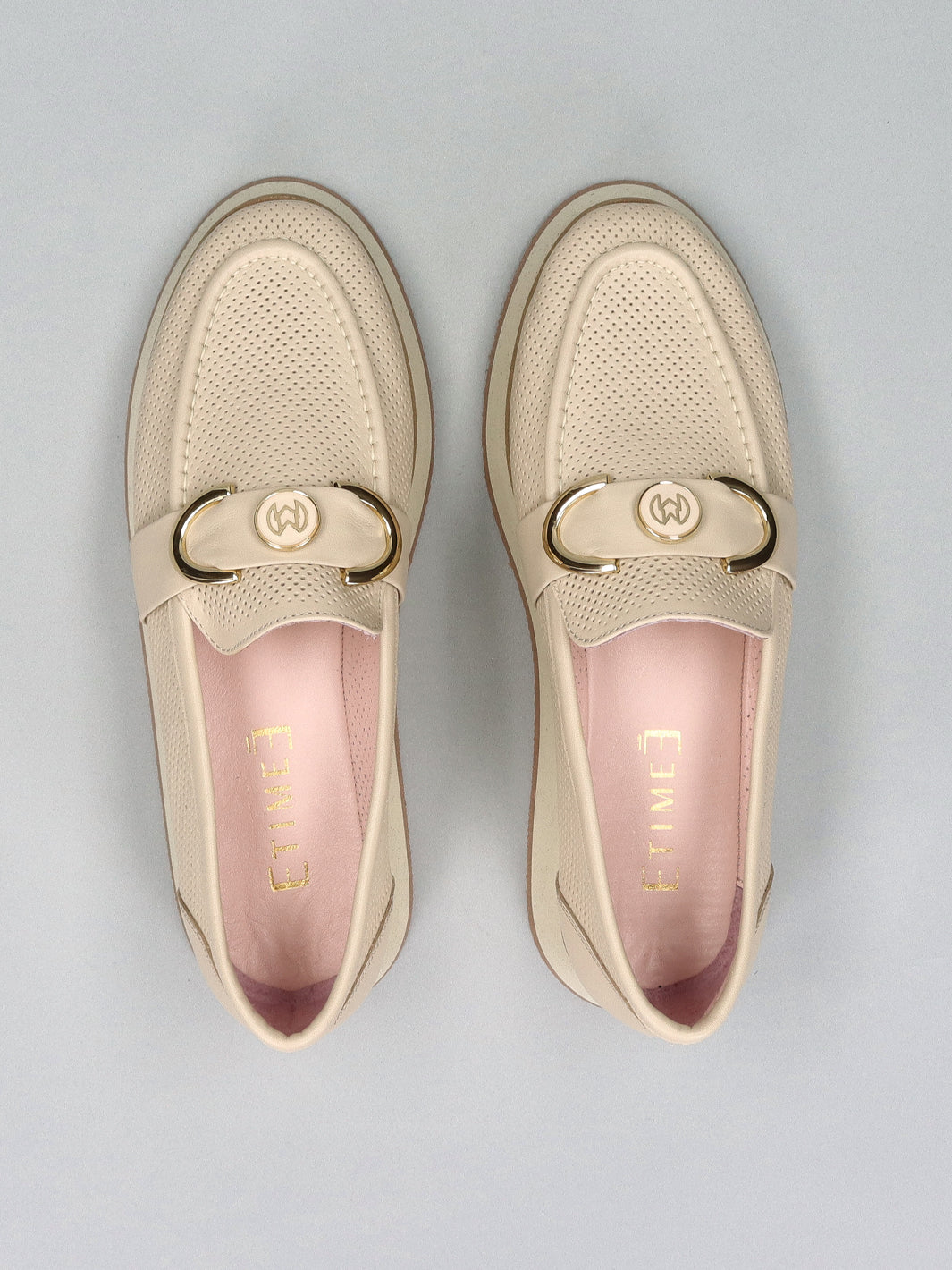 LEATHER LOW SHOES - BEIGE