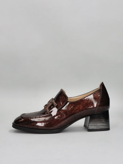 LEATHER LOW SHOES - DARK BROWN