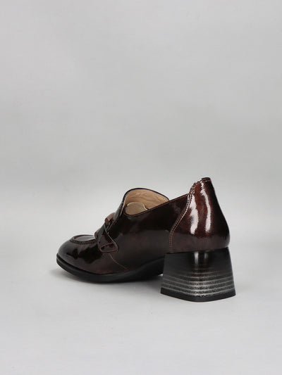 LEATHER LOW SHOES - DARK BROWN