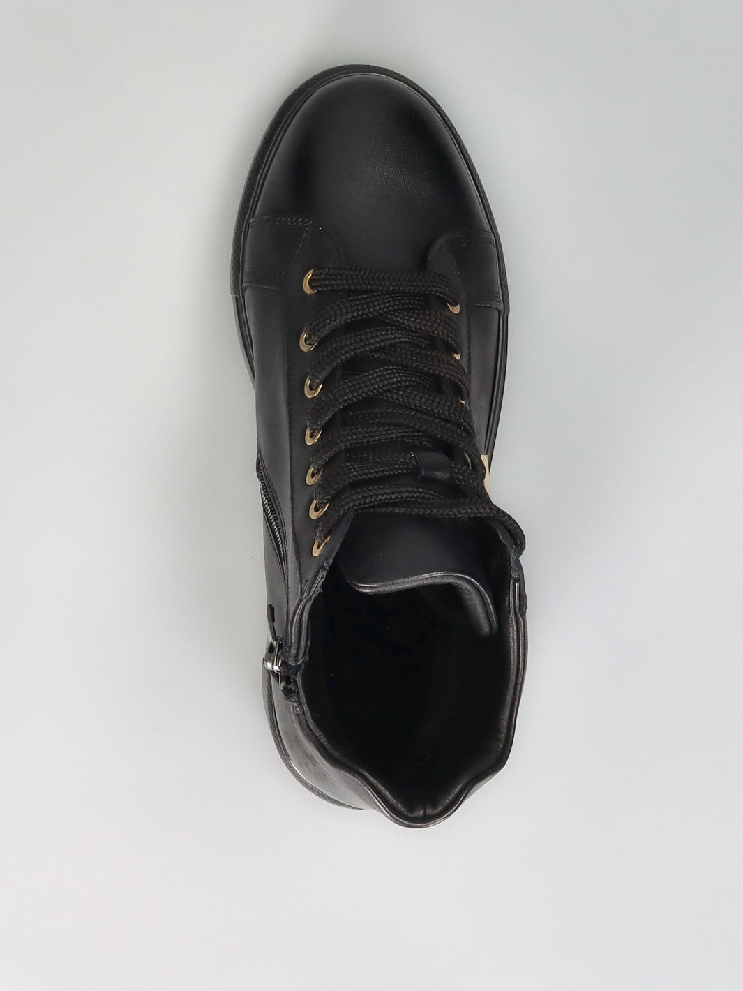 LEATHER ANKLE SNEAKER - BLACK