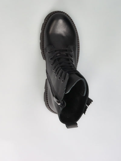 LEATHER ANKLE BOOTS - BLACK