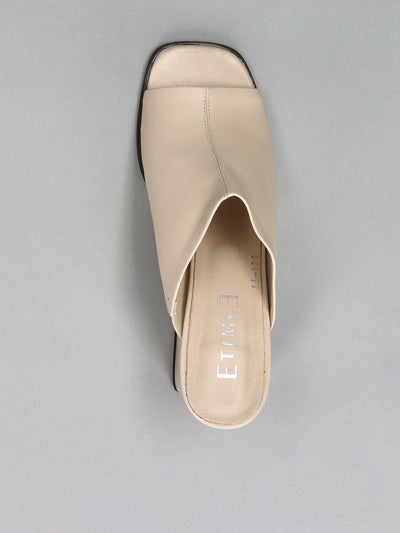 LEATHER SLIPPERS - BEIGE