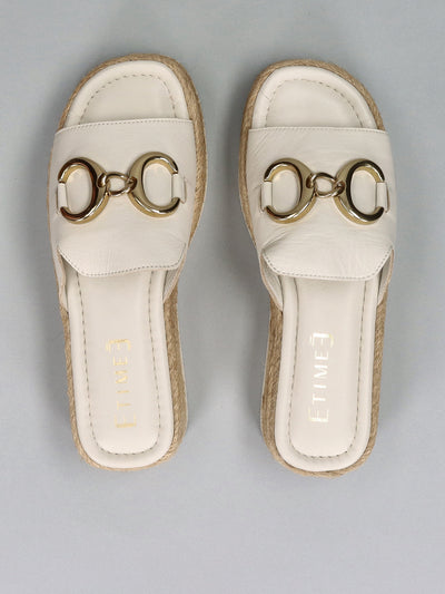 LEATHER SLIPPERS - BEIGE