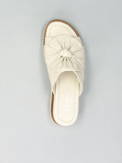 LEATHER SLIPPERS - BEIGE/WHITE