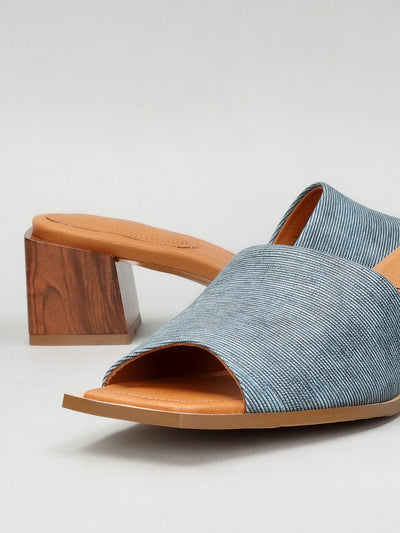 LEATHER SLIPPERS - DENIM