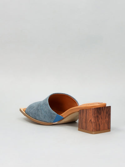 LEATHER SLIPPERS - DENIM