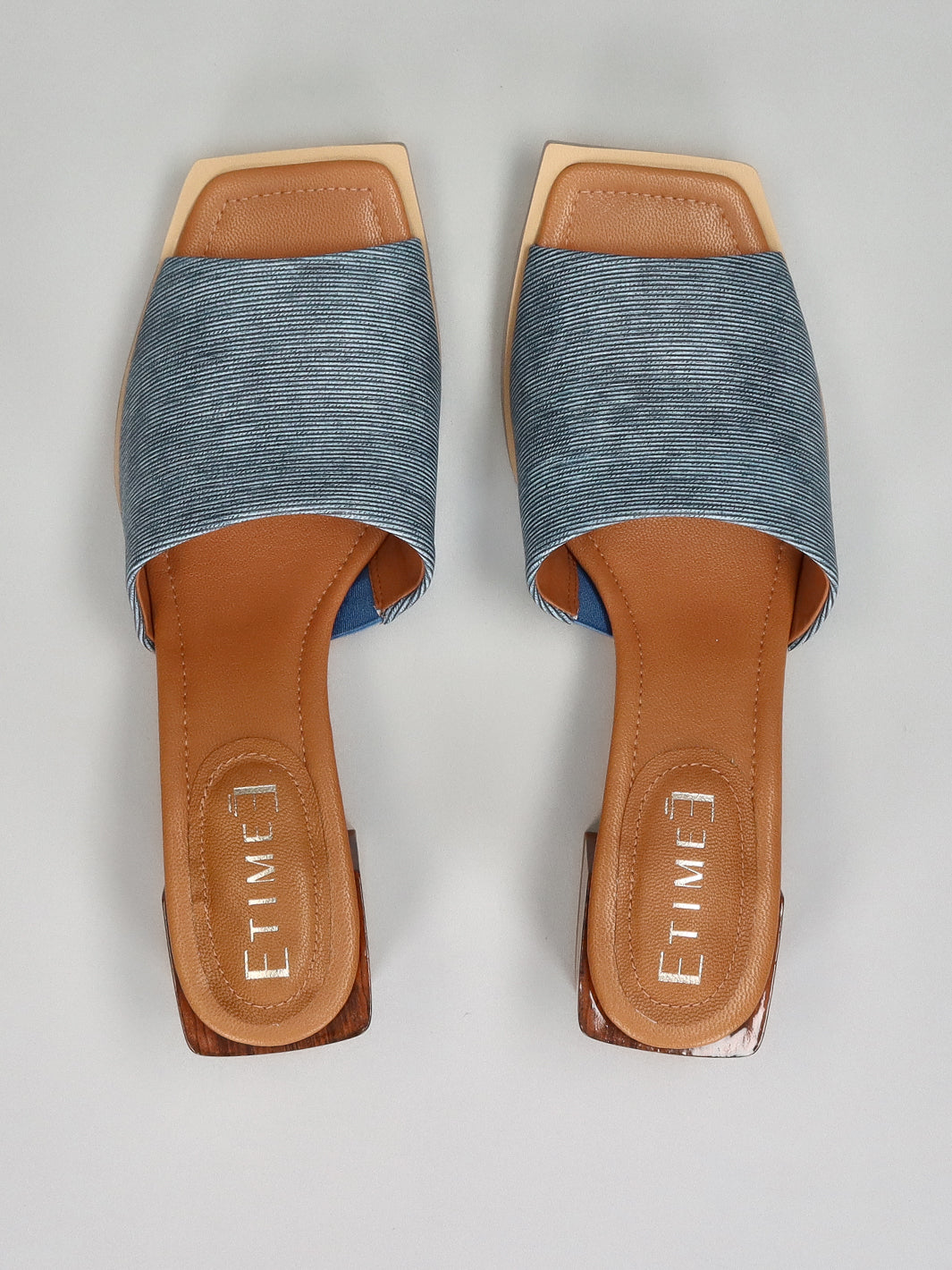 LEATHER SLIPPERS - DENIM