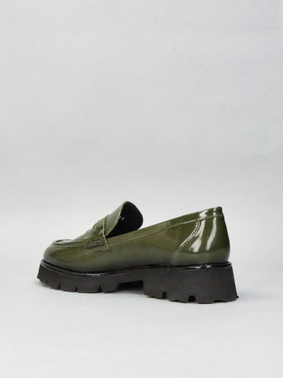 LEATHER LOW SHOES - OLIVE