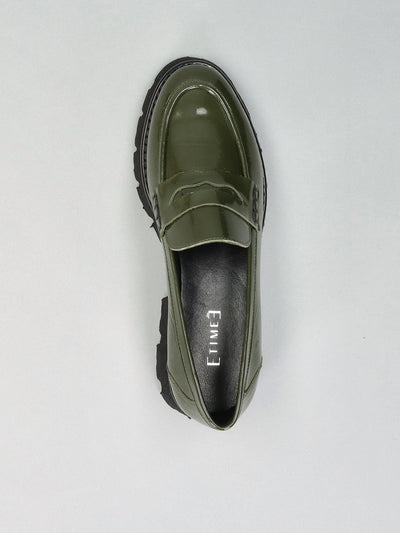 LEATHER LOW SHOES - OLIVE