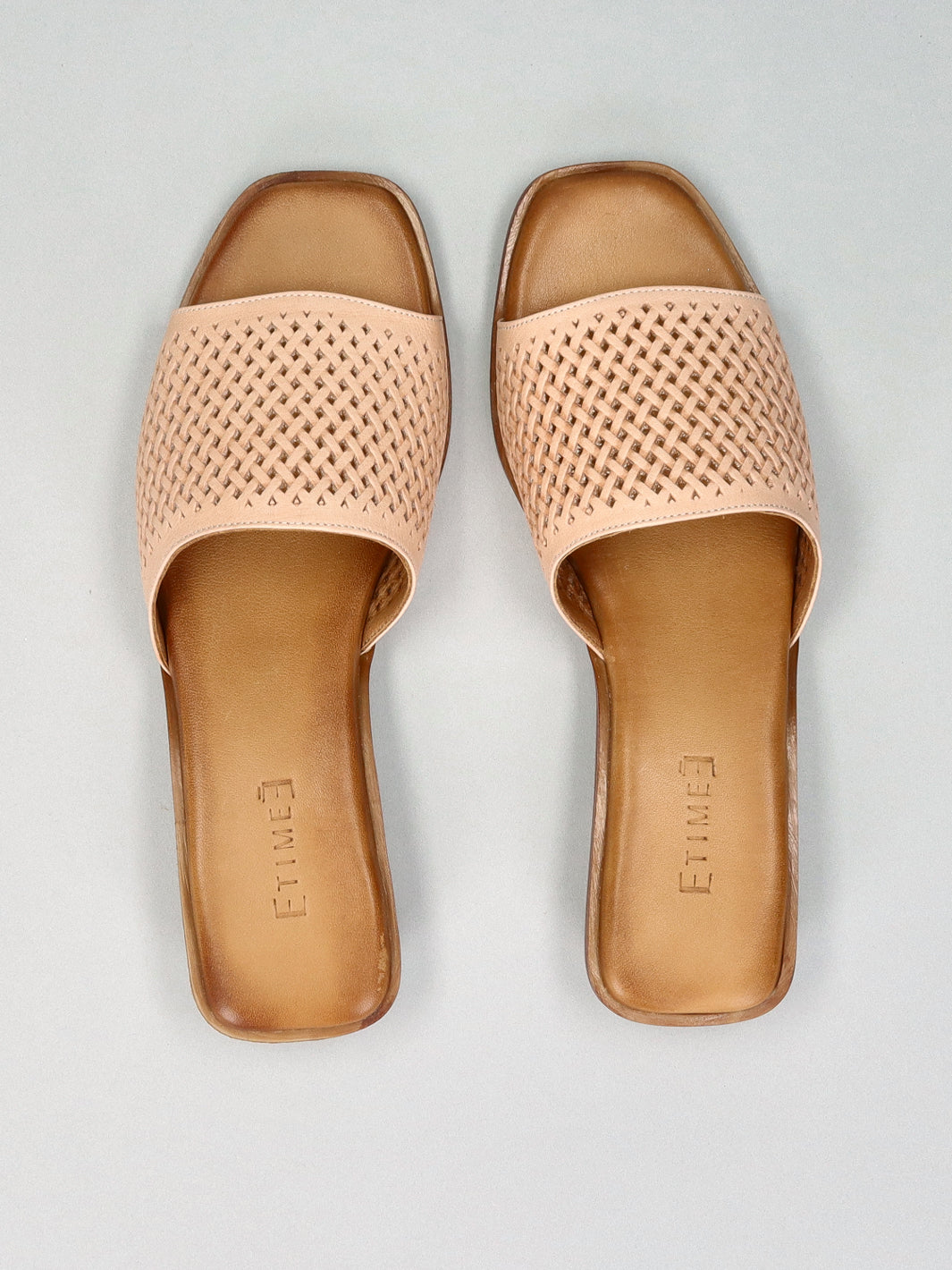 LEATHER SLIPPERS - BEIGE/BROWN