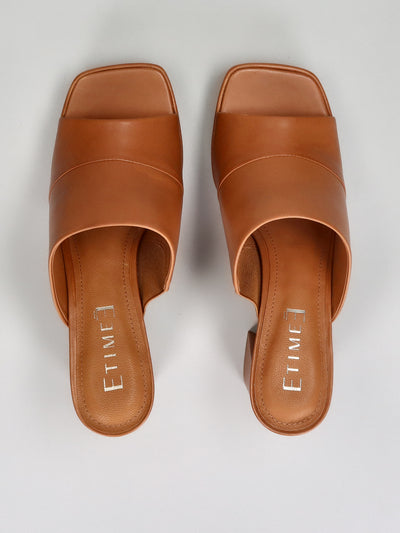 LEATHER SLIPPERS - COGNAC BROWN