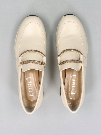 LEATHER LOW SHOES - MATTE BEIGE