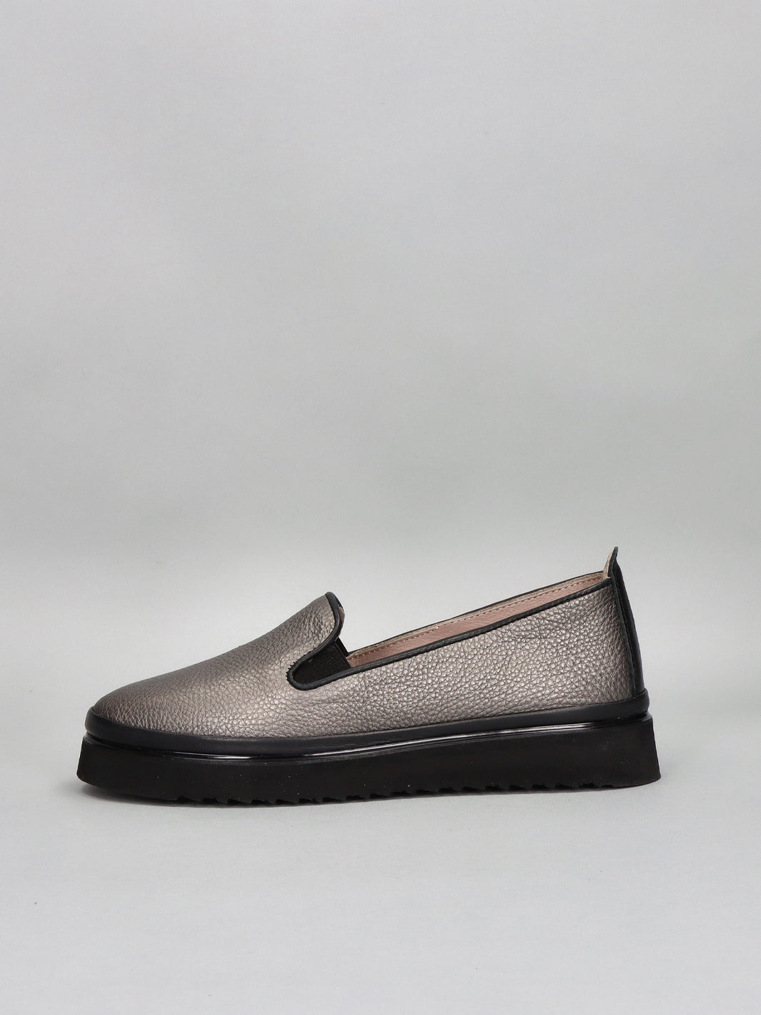 LEATHER LOW SHOES - GREY