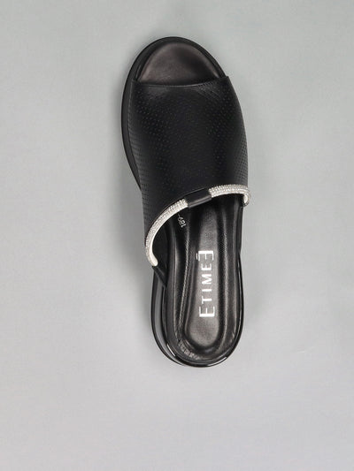 LEATHER SLIPPERS - BLACK