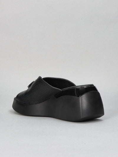 LEATHER SLIPPERS - BLACK