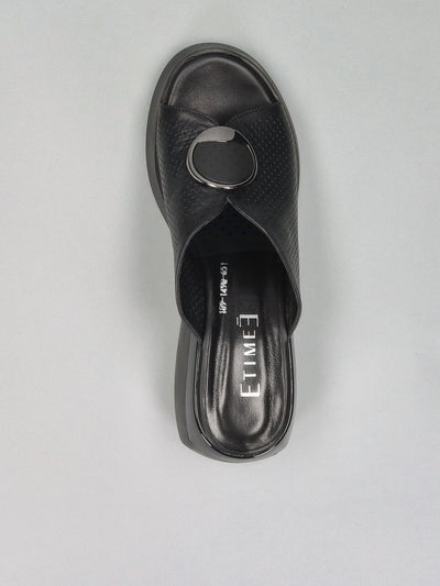 LEATHER SLIPPERS - BLACK