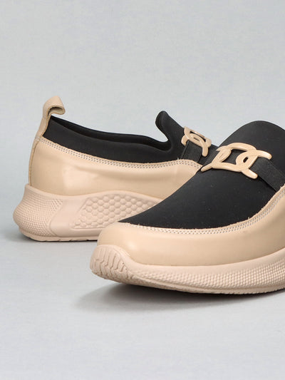 LEATHER LOW SHOES - BEIGE/BLACK
