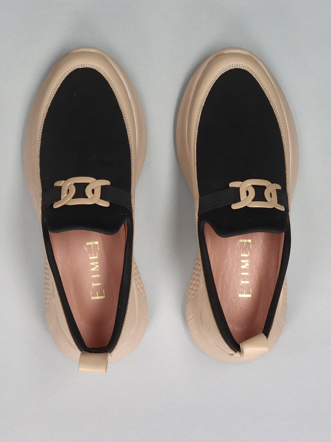 LEATHER LOW SHOES - BEIGE/BLACK