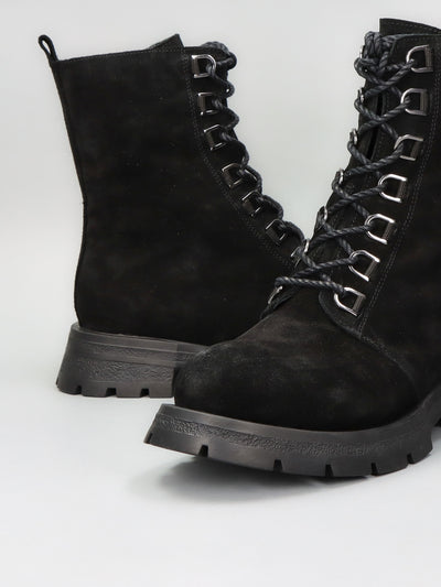 SUEDE ANKLE BOOTS - BLACK