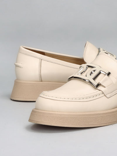 LEATHER MOCCASINS - BEIGE