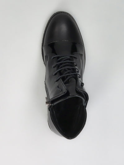 LEATHER ANKLE SHOES - BLACK