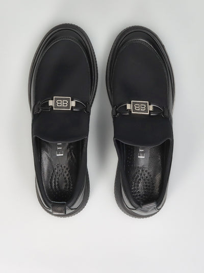 LEATHER LOW SHOES - BLACK