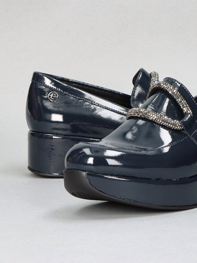 LEATHER LOW SHOES - NAVY