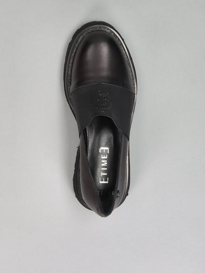 LEATHER LOW SHOES - BLACK