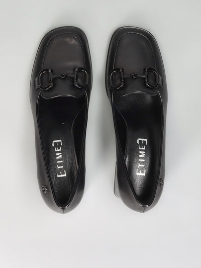 LEATHER LOW SHOES - BLACK