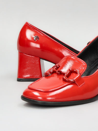 LEATHER LOW SHOES - RED