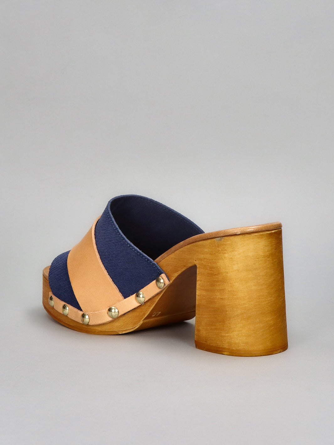 WOODEN SLIPPERS - DENIM