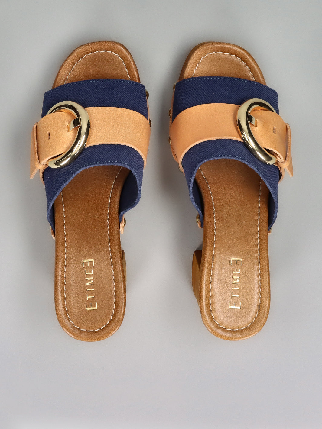 WOODEN SLIPPERS - DENIM