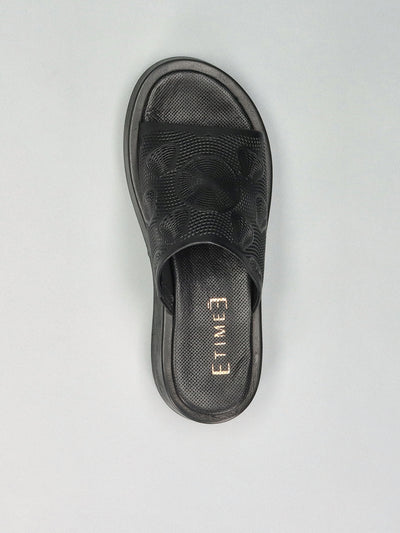 LEATHER SLIPPERS - BLACK