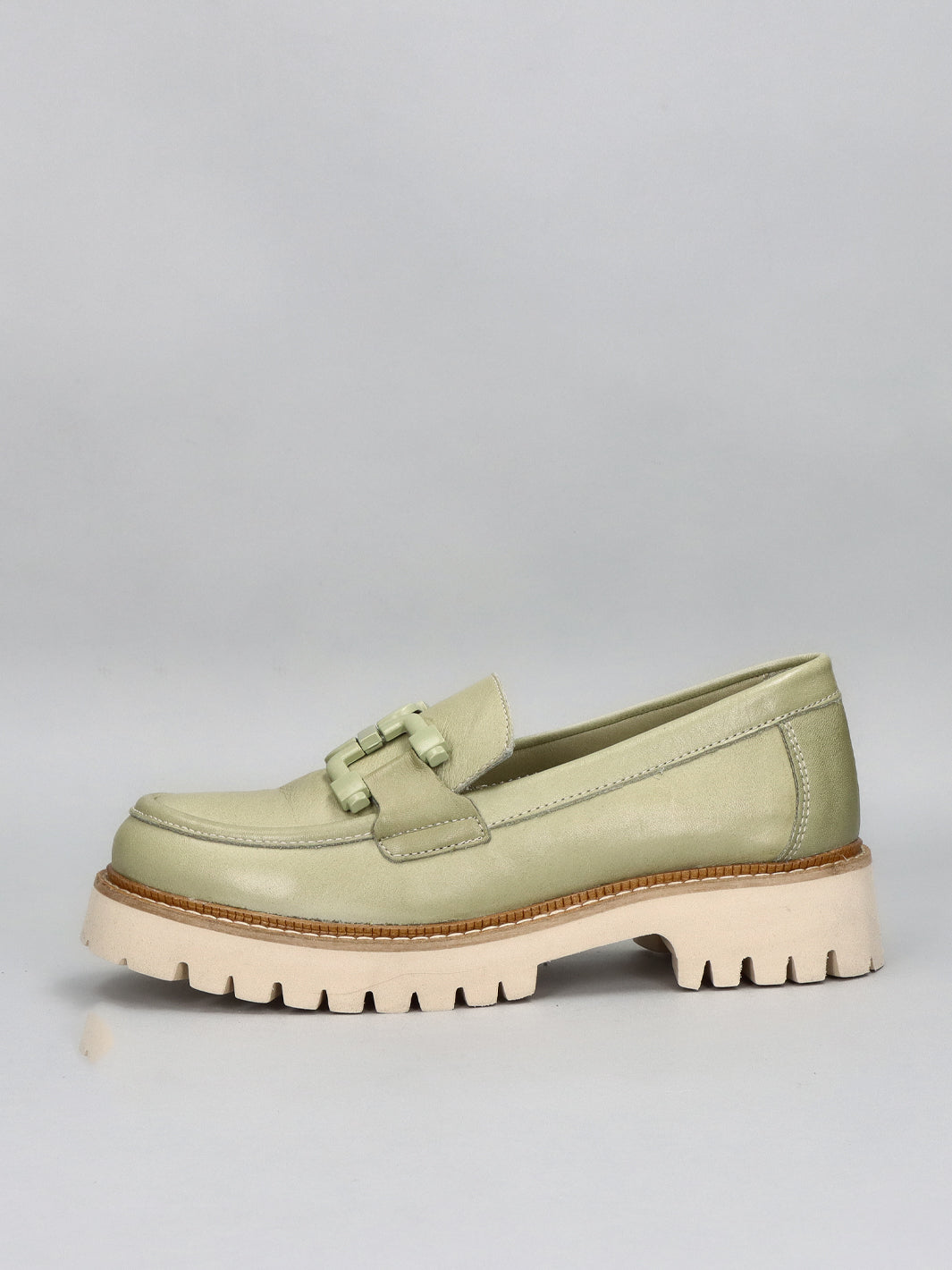 LEATHER LOW SHOES - GREEN