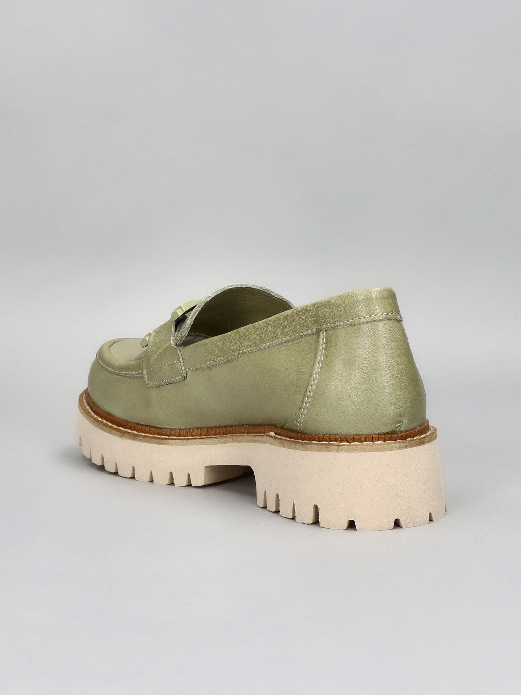 LEATHER LOW SHOES - GREEN