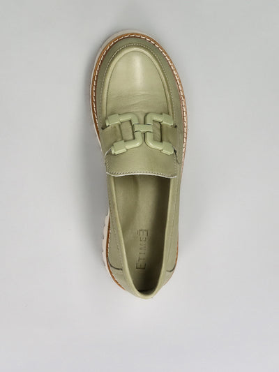 LEATHER LOW SHOES - GREEN