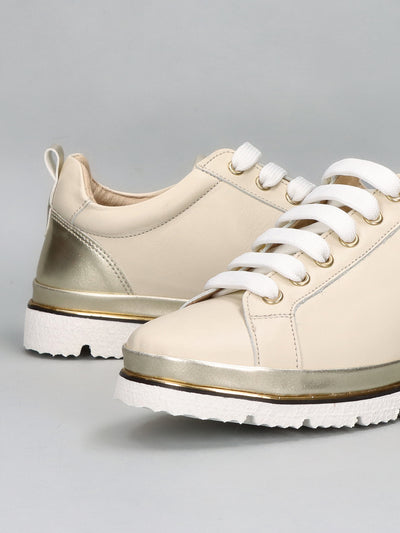 LEATHER SNEAKER - BEIGE