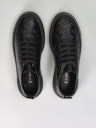 LEATHER SNEAKER - BLACK