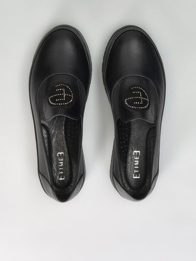 LEATHER LOW SHOES - BLACK