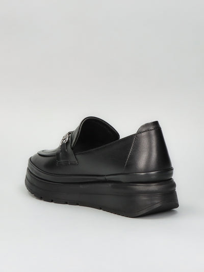 LEATHER LOW SHOES - BLACK