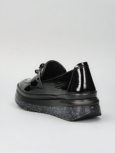 LEATHER LOW SHOES - BLACK