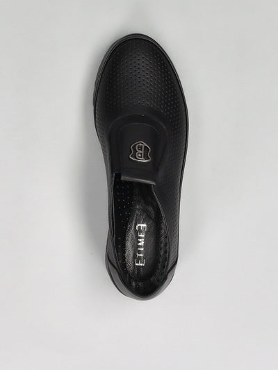 LEATHER LOW SHOES - BLACK