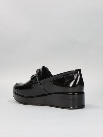 LEATHER LOW SHOES - BLACK