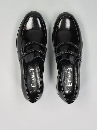 LEATHER LOW SHOES - BLACK