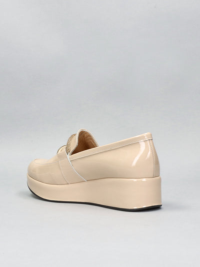 LEATHER LOW SHOES - BEIGE