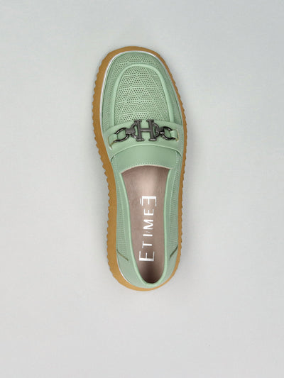 LEATHER LOW SHOES - GREEN