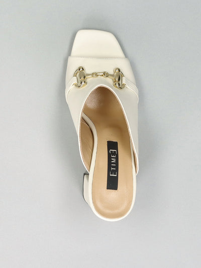 LEATHER SLIPPERS - BEIGE/WHITE